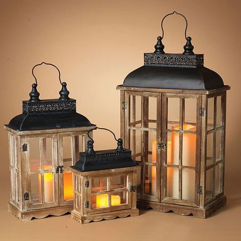 Amazon.com: The Gerson Company Antique Rustic Brown Metal Wood Rectangular Large Decorative Candle Lanterns Set : Home & Kitchen Lantern Candle Decor, Lantern Set, House Window, Gerson, Rustic Brown, Candle Lanterns, Window Treatments, Home Kitchen, Lanterns