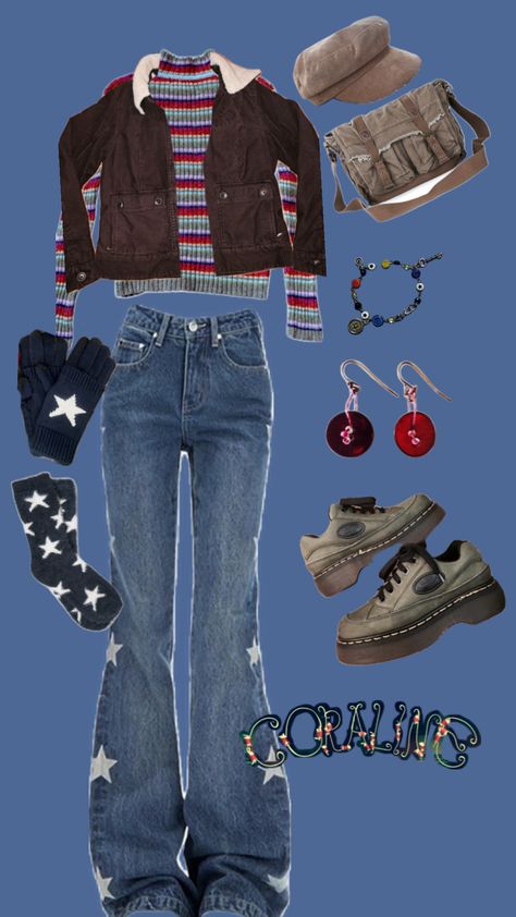 coraline inspired outfit #coraline #coralineoutfit #outfit #outfitinspo #outfitinspiration #halloween #coralinejones Coraline Inspired Outfit, 7th Grade Outfits, Coraline Costume, Little Outfits, Fall Fits, Teenager Outfits, Simple Trendy Outfits, Coraline, Kpop Outfits