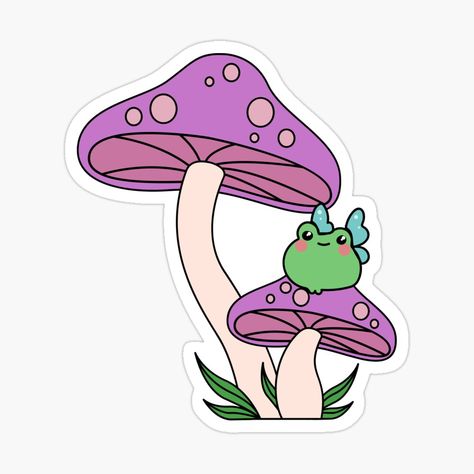 Get my art printed on awesome products. Support me at Redbubble #RBandME: https://www.redbubble.com/i/sticker/Whimsical-Fairy-Frog-On-Mushroom-by-GigglesDesigns/161125077.EJUG5?asc=u Journaling Ipad, Frog On Mushroom, Fairy Frog, Happy Mushroom, Mushroom Stickers, Whimsical Fairy, Tumblr Stickers, Cool Stickers, Cartoon Pics