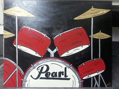 Drum Painting Ideas, Drums Aesthetic Drawing, Drum Painting, Drums Painting, Rock Music Painting, Drumset Drawings, Drum Artwork Paintings, Drum Set Painting, Drums Watercolor