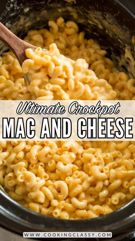 Comfort Food Side Dishes, Food Side Dishes, Crockpot Potluck, Crockpot Mac And Cheese Recipe, Slow Cooker Macaroni And Cheese Recipe, Crockpot Mac N Cheese Recipe, Best Mac N Cheese Recipe, Crockpot Mac And Cheese, Easy Eat