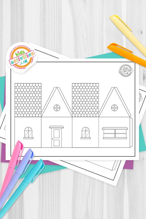 Architecture For Kids, Crafts Fir Kids, Science Games For Kids, Fun Architecture, Paper House Template, Construction Paper Crafts, Kids Homework, Construction Activities, House Template