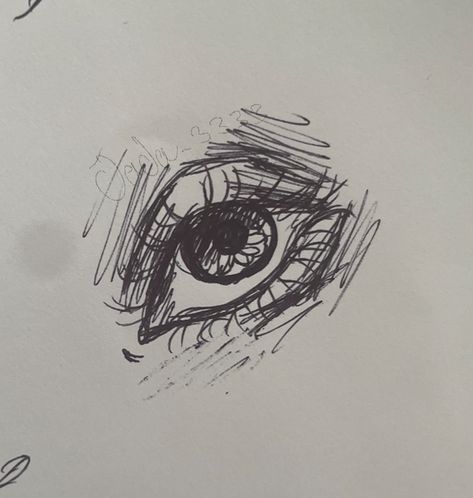 Eye Person Sketch Drawing Art Pen Pencil Paper Messy Eye Drawing, How To Draw Eyes With Pen, Drawing Eyes With Pen, Pen Drawings People, Easy Pen Sketches Aesthetic, Small Pen Sketches, Pen Eye Sketch, Eye Pen Drawing, Pen Eye Drawing