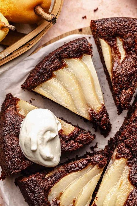 Chocolate Pear Cake Recipe, Chocolate Pear Cake, Pear And Chocolate Cake, Pear Cake Recipes, Chocolate Cake Batter, Pear And Almond Cake, Canned Pears, Fig Cake, Plum Recipes