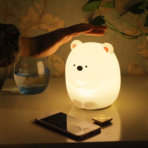 Cute Colorful Logy Bear Silicone Night Light Rechargeable Battery Decompression Table Lamp Bedroom Bedside Mini Lamp Gift Light Bear Night Light, Batteries Diy, Cute Night Lights, Light For Bedroom, Mini Lamp, Lamp Bedroom, Battery Lights, Solar Panel System, Led Lamps