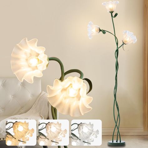 PRICES MAY VARY. Unique Floral Lampshade: The rustic floral floor lamp features an elegant flower design, emitting a vintage and timeless charm, adding a touch of freshness to your home decor. Adjustable Lamp Stand: The flexible silicone lamp stand can be twisted into different shapes, allowing you to adjust the lighting and lampshade position of the flower lamp floor to achieve the desired decorative effect. 3 Light Color Options: The Tall Standing Lamp offers three light color options - white Cute Floor Lamps For Bedrooms, Best Floor Lamps On Amazon, Living Room Lamp Lighting, Standing Flower Lamp, Tulip Floor Lamp, Kids Room Floor Lamp, Cute Lamps Living Room, Stand Up Lamp, Flower Wall Light