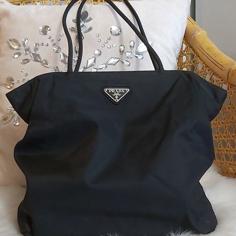 Prada Back Nylon Tessuto Tote Prada Tessuto Nylon Outfit, Nylon Tote, Prada Handbags, Ted Baker Icon Bag, Prada, Handles, Tote Bag, Shoulder Bag, Jewelry Watches