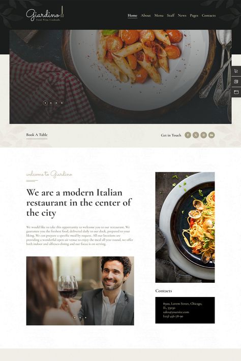 Giardino is an Italian Restaurant & Cafe WordPress Theme . It is fit for all kinds of food business, such as restaurant, cafe, sports pub, bakery, food portfolio and gallery, online shop, creative bar. Food Portfolio, Sports Pub, Restaurant Themes, Bakery Food, App Background, Food Business, Italian Restaurant, Wordpress Themes, Wordpress Theme