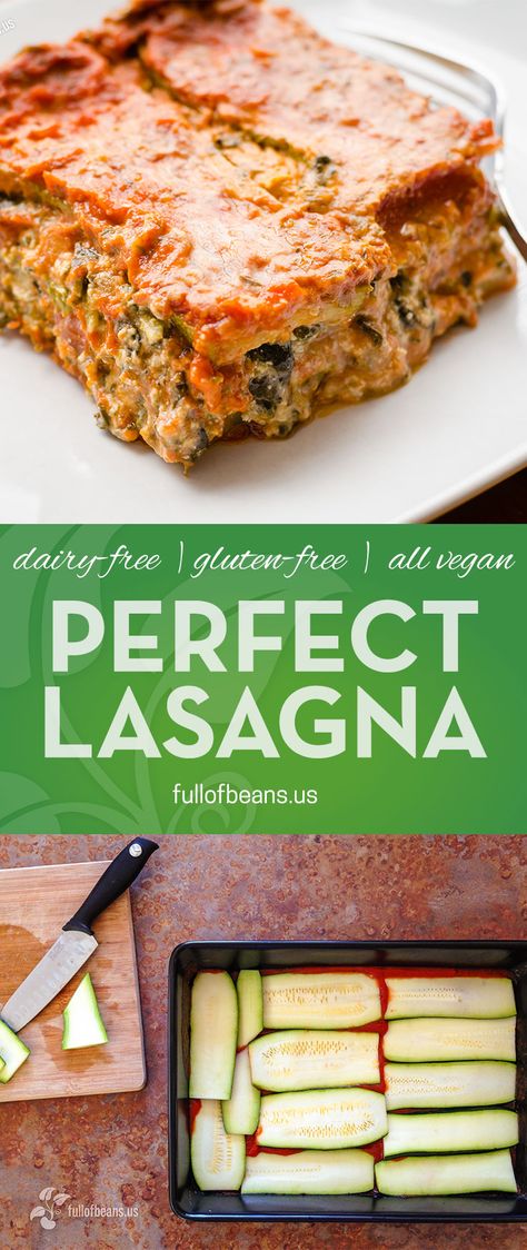 Lasagna! Everyone LOVES it. This vegan lasagna is dairy-free and gluten-free and SO GOOD your non-vegan friends and family will change their minds about vegan food! :-) Find the full recipe, and lots more, at fullofbeans.us! Vegan lasagna, gluten-free lasagna, family meals, big pot meals, cashew cream #glutenfree #dairyfree #veganlasagna #lasagna Dairy Free Lasagna, Gluten Free Lasagna, Vegan Lasagna, Low Carb Vegan, Vegan And Gluten Free, Vegan Keto, Lasagna Recipe, Vegan Cooking, Vegan Foods