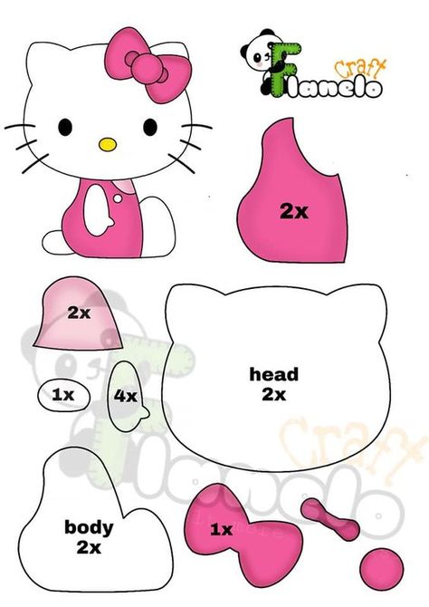 Kitty Crafts, Felt Toys Patterns, Hello Kitty Birthday Party, Felt Crafts Patterns, Hello Kitty Crafts, Cute Sewing Projects, Animal Sewing Patterns, Hello Kitty Party, Hello Kitty Birthday