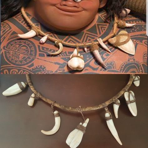 Diy Maui Necklace, Moana Jr Props, Moana Props, Maui Tattoos Moana, Maui Cosplay, Maui Necklace, Moana Jr, Moana Halloween Costume, Maui Tattoo