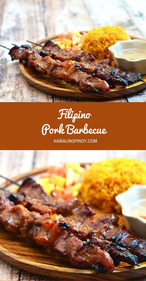 Pork On A Stick, Filipino Pork Bbq, Kawaling Pinoy, Pork Barbecue, Bbq Pork Recipes, Filipino Street Food, Pork Skewers, Sweet Bbq Sauce, Filipino Style