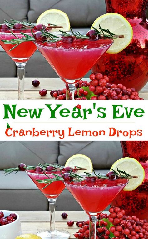 Cranberry Lemon Drop, New Years Eve Drink, Nye Drinks, Lemon Drop Recipe, New Years Eve Drinks, Lemon Drop Cocktail, New Year's Drinks, New Years Cocktails, Lemon Cocktail