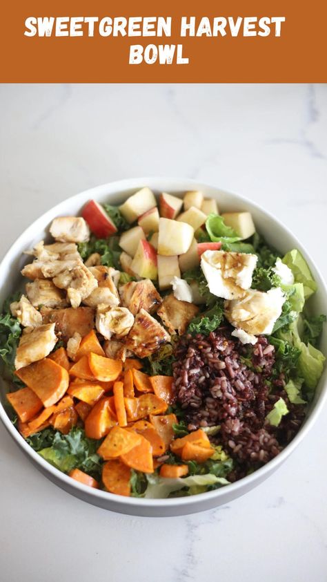 The sweetgreen harvest bowl is probably one of Sweetgreen’s most well loved and popular bowls (and it’s quickly becoming a favorite of mine as well!). This copycat recipe shows you how to make a delicious juicy chicken, the sweetgreen harvest bowl dressing (a balsamic vinaigrette), and roasted sweet potatoes. Put together, it tastes like fall in a bowl and is PERFECT as we transition into fall 🙂 Sweet Green Harvest Bowl, Bowl Dressing, Harvest Bowl, Salad Appetizer Cups, Harvest Salad, Pan Seared Chicken, Oven Roasted Chicken, Mediterranean Food, Citrus Chicken