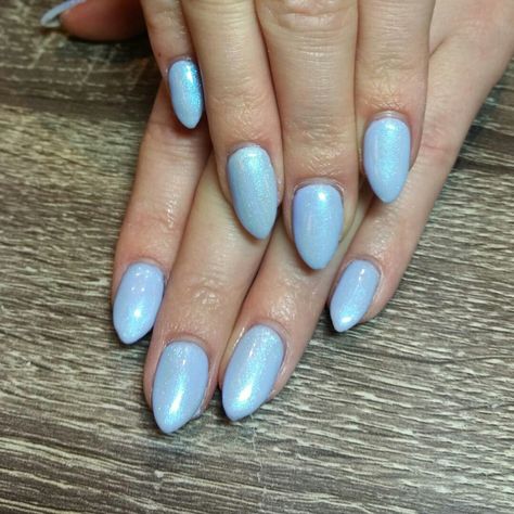 Shimmer Blue Nails, Opal Blue Nails, Light Blue Shimmer Nails, Simple Dip Nails Summer, Blue Shimmer Nails, Blue Pearl Nails, Periwinkle Nails, Shimmer Nails, Dip Nail Colors