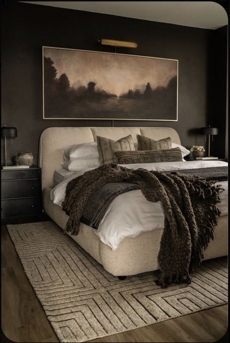 Moody Bedroom Ideas, Moody Bedroom, Dark Bedroom, Bedrooms Decor, Bedroom Refresh, Primary Bedroom, Master Bedrooms Decor, Master Bedrooms, Bedroom Aesthetic