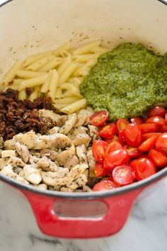 One-Pot Chicken Pesto Pasta Pesto Pasta Chicken, Sunday Dinner Ideas, Dinner Ideas For Two, Chicken Pesto Pasta, Pasta Chicken, Chicken Pesto, One Pot Chicken, Pesto Chicken Pasta, Pesto Recipe