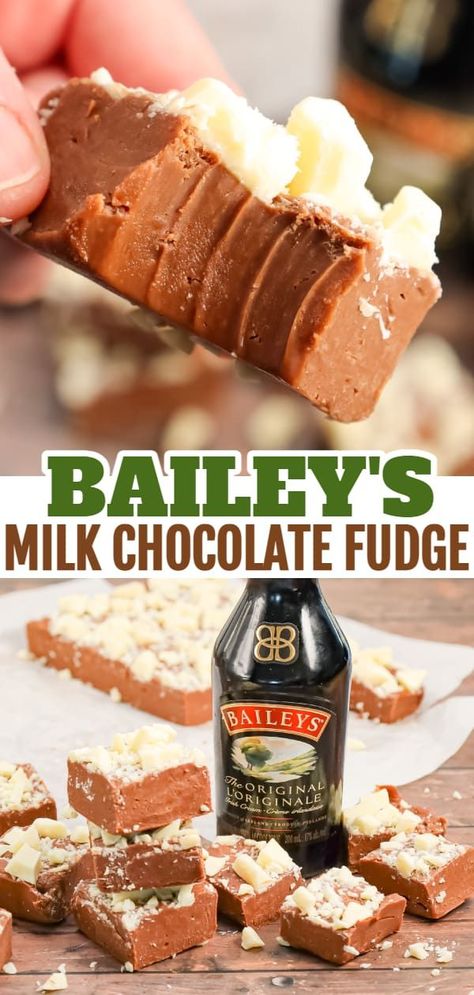 Baileys Fudge Condensed Milk, Baileys Fudge Recipe, Milk Chocolate Fudge Recipe, Toffee Fudge Recipe, Irish Cream Fudge, Fudge Recipe Condensed Milk, Sweetened Condensed Milk Fudge, Easy Chocolate Fudge Recipe, Baked Fudge Recipe