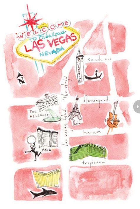 Las Vegas Illustration, Vegas Club Outfits, Casino Decor, Las Vegas Style, Las Vegas Map, Vegas Attractions, Las Vegas Food, Home Organization Ideas, Las Vegas Vacation