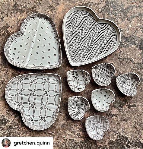 @diamondcoretools on Instagram: "These carved heart trays and dishes by @gretchen.quinn are making our heart smile 🫶👏🏺💎" Pottery Ideas For Valentines Day, Heart Pinch Pot, Valentines Day Pottery Ideas, Valentines Pottery Ideas, Valentine Ceramics Ideas, Valentine Pottery Ideas, Valentine Pottery, Valentine Dishes, Heart Pottery