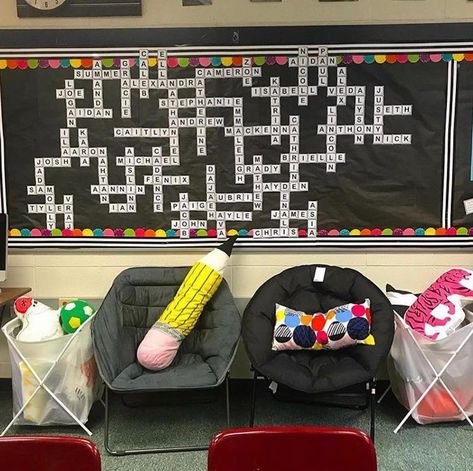 Darlene Anne on Instagram: “I have a lot of bulletin boards space, and this Scrabble board from @msgliddengetsyougoing is one of my #teachergoals! Megan has the names…” Scrabble Bulletin Board, Scrabble Board, Teacher Bulletin Boards, Word Choice, Middle Schoolers, Sentence Structure, Middle School Student, Break Room, Student Encouragement