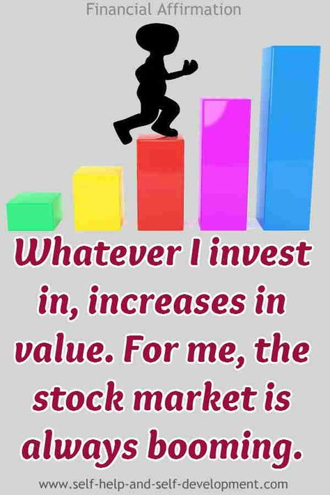 Image for the Financial Affirmation, "Whatever I invest in, increases in value. For me, the stock market is always booming." Stock Market Affirmation, Finance Affirmations, Financial Prosperity Affirmations, Financial Success Affirmations, Affirmations For Financial Stability, Financial Affirmations Money, Financial Affirmations, Stock Market Courses, Affirmation For Financial Abundance