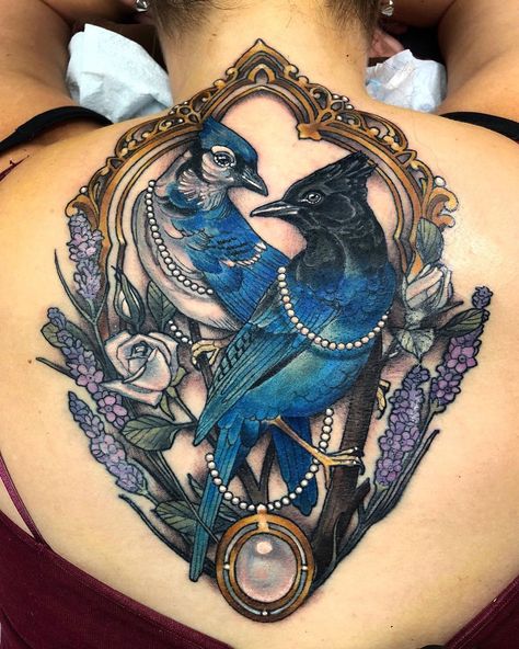 Blue & Stellar's Jays Stellar Jay, Blue Jay Tattoo, Jay Tattoo, Traditional Tattoo Inspiration, Mystical Tattoos, Girl Back Tattoos, Worlds Best Tattoos, Gorgeous Tattoos, Gothic Tattoo