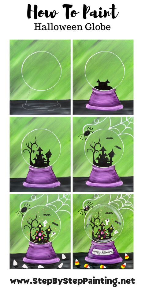 "Halloween Globe" - Acrylic Painting Tutorial Art Tips Ibis Paint, Digital Art Tips Ibis Paint, Halloween Globe, Digital Art Tips, Fall Lunch, Halloween Canvas Paintings, Fall Canvas Painting, Easy Acrylic Painting, Painting Collection