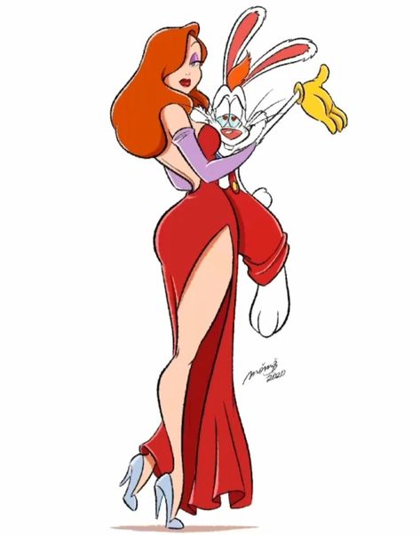 Roger And Jessica Rabbit, Jessica Rabbit Cartoon, Jessica And Roger Rabbit, Disney Illustration, A Cartoon Character, Rabbit Drawing, Rabbit Tattoos, Roger Rabbit, Dope Cartoon Art