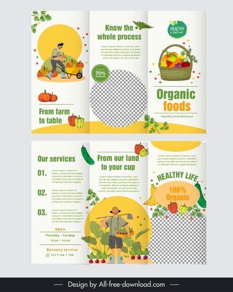 #healthyfood #veganfood #healthylife #healthyfoodbrochure #brochuretemplate Tri Fold Brochure Template, English Assignment, Brochure Food, Brochure Design Creative, Brochure Design Layout, Graphic Design Brochure, Fold Brochure, Powerpoint Themes, Trifold Brochure Template