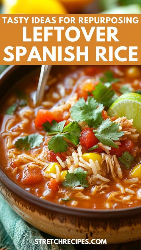 What to do with leftover Spanish rice? Find the perfect way to repurpose it! Discover ways to use leftover Spanish rice with this guide. We have easy leftover Spanish rice recipes like savory soups! Save this pin and visit the bog for delicious inspirations! Leftover Spanish Rice, Spanish Rice Recipes, Rice Breakfast Recipes, Leftover Rice Recipes, Mexican Rice Easy, Spanish Rice Recipe, Mexican Rice Recipes, Asian Rice, Rice Soup Recipes