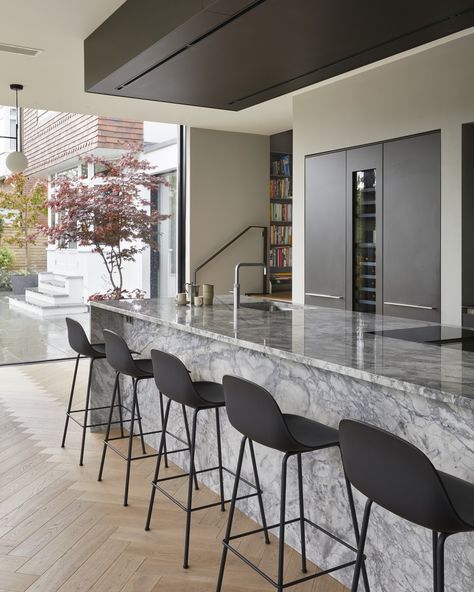 Statement Stone 🖤 Kitchen islands don't all need to look the same. In fact, we ensure we understand exactly how you intend to use it before creating the design with you. This bulthaup kitchen island is wrapped in a book-matched statement stone and is a centre point for family and friends to come together. Save this post for your future kitchen island inspiration. 📸: @darrenchung74⁠ ⁠ #kitchenisland #kitchenislands #kitchenislanddesign #kitchenislanddecor #kitchenislandideas #bulthaup #bulth... Kitchen Island Inspiration, Stone Kitchen Island, Bulthaup Kitchen, Kitchen Architecture, Kitchen Island Decor, Future Kitchen, Stone Kitchen, Kitchen Island Design, Kitchen Islands