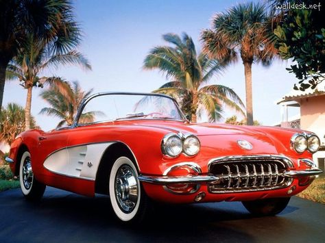 Here is one of the nicest cars from the 1950's. Its a corvette  stingray Racing Font, Chevrolet Corvette C1, Vintage Corvette, Retro Auto, Auto Vintage, Corvette C3, Classic Corvette, Corvette Convertible, Chevrolet Bel Air