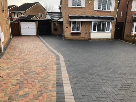 Charcoal Block Paving Driveway, Driveway Colours, Driveway Pavers Design, Grey Block Paving, Block Paving Driveway, Paving Driveway, Driveway Blocks, Driveway Pavers, Pavers Design