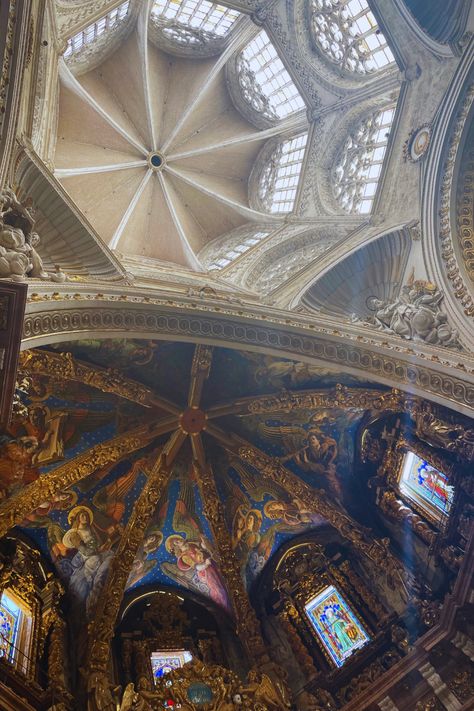 Valencia Cathedral Fresco, Stain Glass Windows + Vaulted Ceiling Windows Vaulted Ceiling, Valencia Cathedral, Stain Glass Windows, Europe Travel Guide, Design Your Dream House, Stain Glass, Vaulting, Vaulted Ceiling, Stained Glass Windows