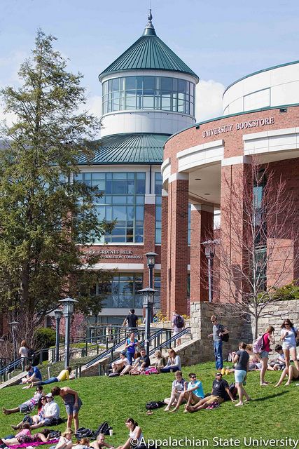 Belk Library and Plemmons Student Union on Appalachian State's campus. Appalachian State University, App State, Appalachian State, Dream College, Dream School, College Campus, Life Path, University Student, American Dream