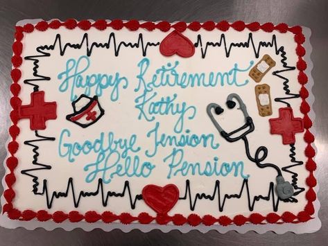 Nursing Retirement Cake, Nurse Retirement Cake, Nurse Cakes, Nurse Graduation Party Decorations, Nursing Cake, Retirement Cake, Nursing School Graduation, Sheet Cakes, Nurse Graduation