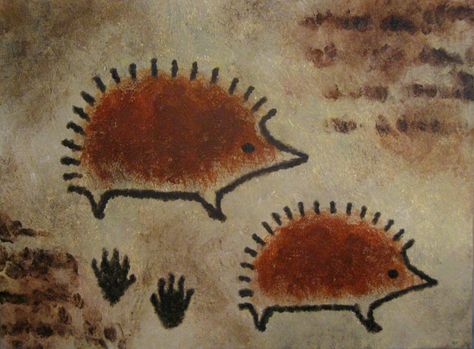 Prehistoric Painting, Hedgehog Tattoo, Petroglyphs Art, Prehistoric Cave Paintings, Paleolithic Art, Stone Age Art, Art Timeline, Cave Painting, Cave Drawings