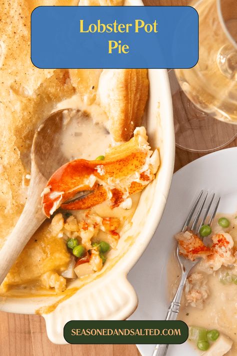 The Best Lobster Pot Pie Recipe (Easy with Puff Pastry) Lobster Pot Pie Recipe, Lobster Pot Pie, Pot Pie With Puff Pastry, Lobster Pot Pies, Pie With Puff Pastry, Pie Recipe Easy, Pot Pie Recipe Easy, Lobster Cake, Puff Pastry Crust