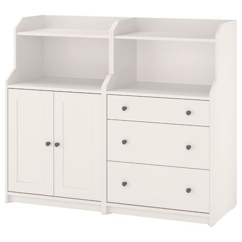 IKEA - HAUGA, Storage combination, white, Maximize your storage and create a coordinated look by building your own HAUGA storage combination. Of course your home should be a safe place for the entire family. That’s why a safety fitting is included so that you can attach the storage unit to the wall. Painted Drawers, Plastic Edging, Ikea Storage, Ikea Family, 6 Drawer Dresser, Cabinet Cupboard, Painted Doors, Drawer Fronts, Cabinet Furniture