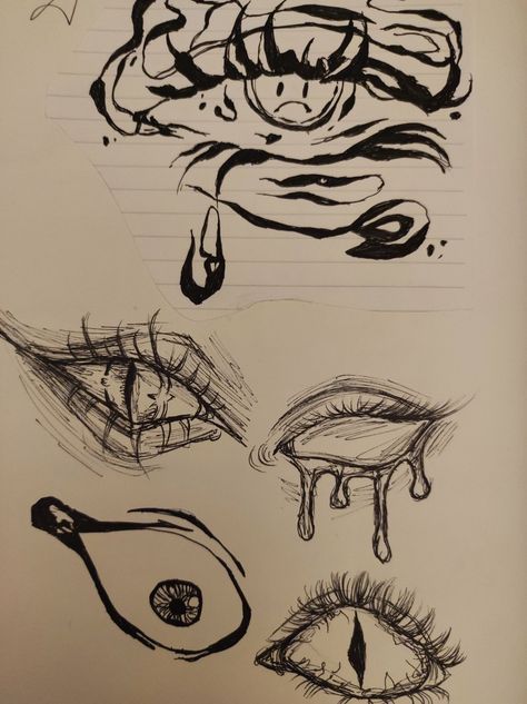 Weird Eye Drawing, Aesthetic Drawing Ideas Grunge, Crazy Eye Drawing, Weird Eyes Drawing, Demon Eyes Drawing, Crazy Eyes Drawing, Eyeball Drawing, Eyelashes Drawing, Crying Eyes