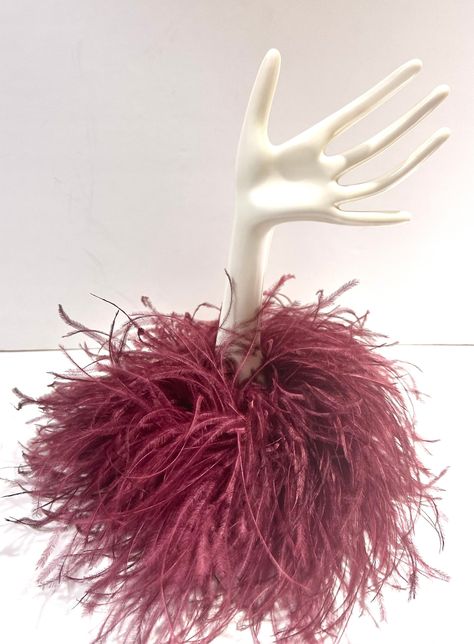 Ostrich Feather Wristlets Feather cuffs, Ombre Ostrich Feather Cuffs, Feather Wrist Ban Cuffs, 2ply-8 ply Wrist Band Cuffs Custom Made Cuffs Red Hair Pieces, Feather Accessories, Deep Red Hair, Feather Cuffs, Feather Cuff, Feather Brooch, Derby Fascinator, Feather Fascinator, Tea Party Hats