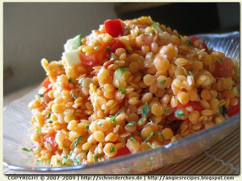 Red lentil salad by Angie Lentil Side Dish, Red Lentil Salad, Red Lentil Recipes, Help Lower Cholesterol, Red Split Lentils, Lentil Salad Recipes, Eating Carrots, Lentil Dishes, Stewed Potatoes