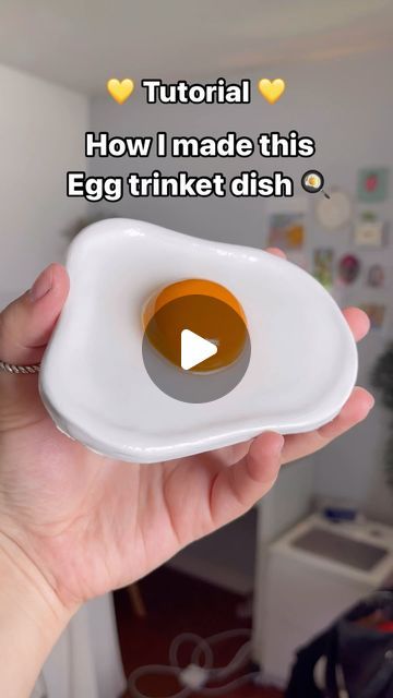 Clay Eggs Diy, How To Varnish Air Dry Clay, Egg Trinket Dish, Cute Clay Ideas Air Dry, Air Dry Clay Varnish, Diy Clay Desk Decor, How To Use Air Dry Clay Tutorials, Trinket Dish Air Dry Clay, Clay Dry Air