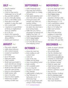 Monthly Family Activities, Family Bucket List Printable, Free Printable Bucket List, Seasonal Bucket List, Printable Bucket List, Date Activities, Festive Activities, Bucket List Family, Learning Time