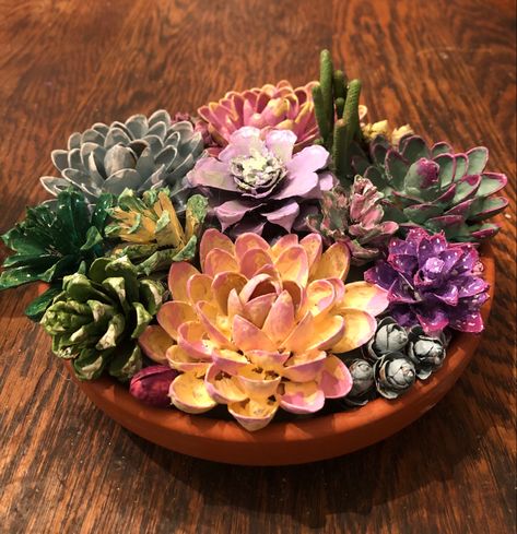 Pine Cone Succulents Diy, Pinecone Succulents Diy, Pinecone Succulents, Pistachio Art, Pinecone Projects, Pinecone Art, Pista Shell Crafts, Pinecone Crafts Kids, Fun Summer Crafts