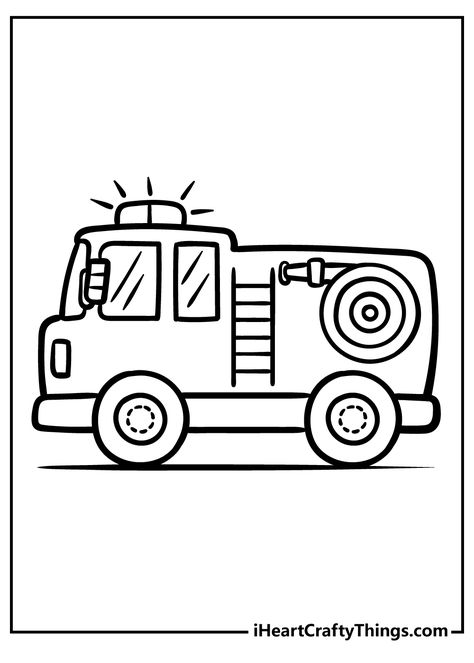 Fire Truck Pattern, Fire Engine Coloring Pages, Simple Firetruck Drawing, Fire Fighter Coloring Pages For Kids, Firetruck Printables Free, Cute Truck Drawing, Firetruck Crafts Toddlers, Fire Truck Template Free Printable, Fire Truck Drawing Easy