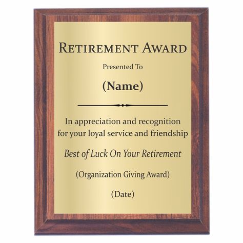 retirement plaque wording - Yahoo Canada Image Search Results Award Quotes, Retirement Certificate, Plaques Ideas, Retirement Plaque, Retirement Messages, Participation Award, Army Retirement, Retirement Plaques, Pregnant Photo Ideas