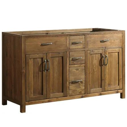 Steelside™ Whiteley 59" Double Bathroom Vanity Base Only in Walnut | Wayfair Reclaimed Wood Vanity, 72 Vanity, 60" Vanity, Bathroom Vanities Without Tops, Bathroom Vanity Base Only, Bathroom Vanity Base, Double Vanity Bathroom, Double Sink Bathroom, Transitional Bathroom Vanities