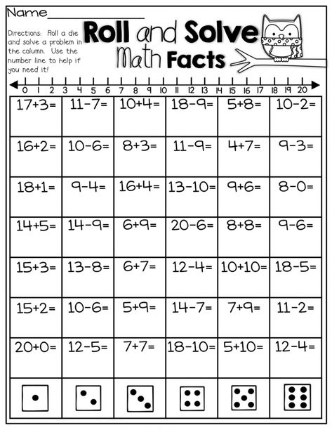 Free Basic Math Worksheets All Skills | Learning Printable Free Basic Math Worksheets All Skills Math Fact Worksheets, Math Fluency, Math Fact Fluency, Math Intervention, Roll The Dice, Second Grade Math, Math Addition, Math Methods, Simple Math